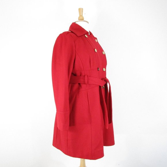 GUESS Los Angeles Plus Size Red Belted Wool Pea Coat Top Coat Size XXL - Picture 6 of 15